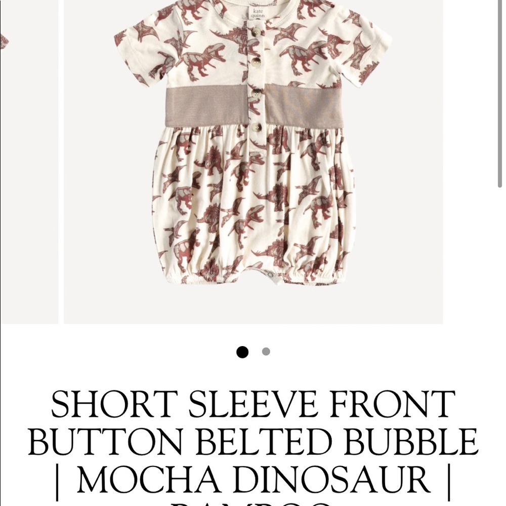 Mocha gray red pink dinosaur Dino button belted bubble outfit bamboo fabric KQ